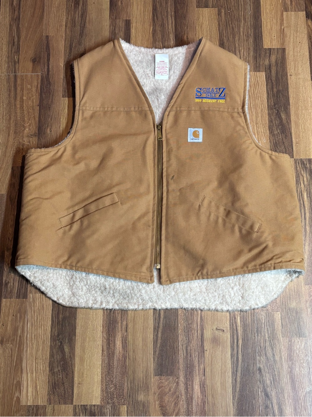 VTG Carhartt Sherpa Lined Canvas Vest Mens 3XL Brown Workwear V03 BRN USA *Read*
